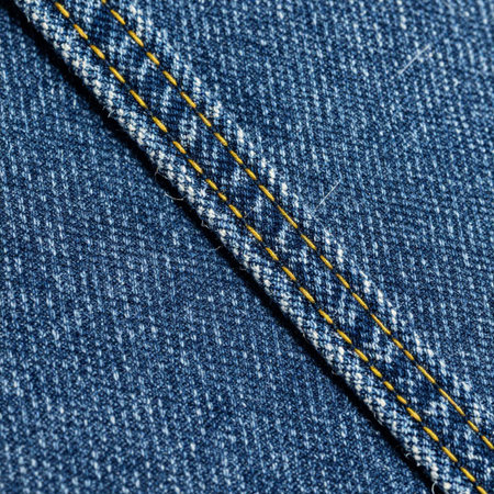 Denim jeans texture or denim jeans background with seam and rivets.