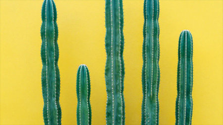 Cactus isolated on a yellow background. Minimalism concept.
