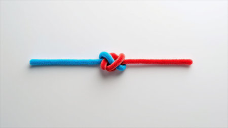 Rope tied into a knot on a white background. Rope tied in a knot.