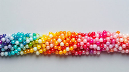 colorful beads on a white background, close-up of photo