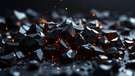 Shiny crystals on black background. 3d rendering, 3d illustration.