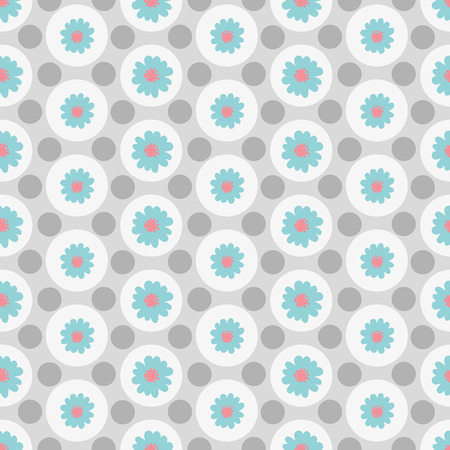 Floral seamless daisy pattern with circlesのイラスト素材