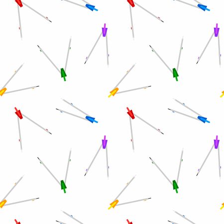 Pair of compass, office school seamless pattern.  Back to school background.のイラスト素材