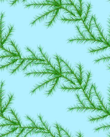 Christmas, winter tree branches background. Seamless pattern for holiday with pine tree needles.  vector illustration.のイラスト素材