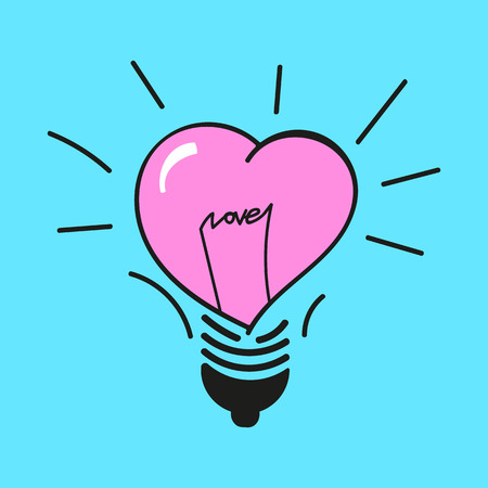 Electric lamp with form of a heart! LOVE! Vector graphic eps10のイラスト素材