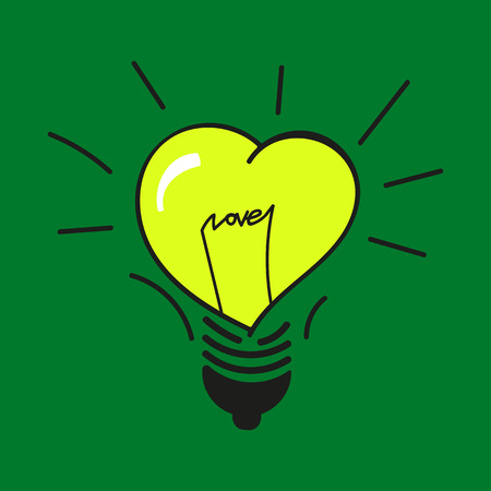 Electric lamp with form of a heart! LOVE! Vector graphic eps10のイラスト素材