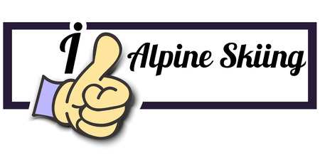Frame "I Like Alpine Skiing" Thumb Up! Vector graphic logo eps10.のイラスト素材