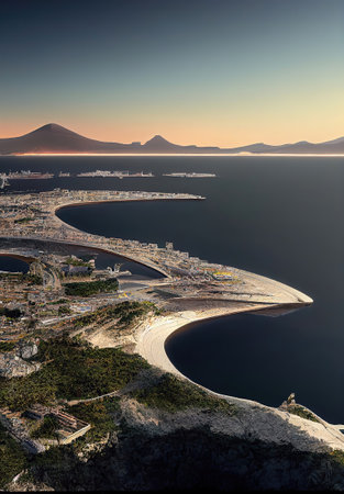 Gibraltar Nature Reserve, Gibraltar. Designer's fantasy. beautiful illustration poster.の素材