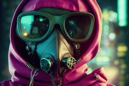 Beautiful Cyberpunk Female scientist with Goggles, Cyberpunk metaverse character. Concept art, Digital painting.の素材