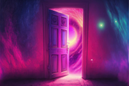 A glowing gateway in a dim dimension. Fantasy concept, Illustration painting. Generative AIの素材