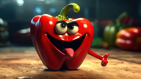 Adorable cartoon pepper smiling. Fantasy concept, Illustration painting.の素材