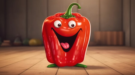 Adorable cartoon pepper smiling. Fantasy concept, Illustration painting.の素材