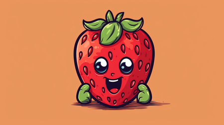 Adorable cartoon strawberry. Fantasy concept, Illustration painting.の素材
