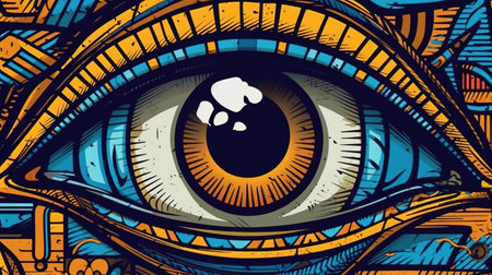 An eye in the ancient Egyptian style. Fantasy concept, Illustration painting.の素材