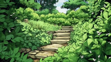 Aromatic herb gardens. Fantasy concept, Illustration painting.の素材