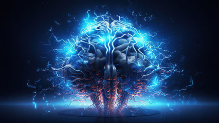 artificial intelligence Digital brain. Fantasy concept, Illustration painting.の素材