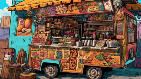 Authentic Mexican street food. Fantasy concept, Illustration painting.の素材