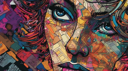 Portrait of a girl, abstract concept. Fantasy concept, Illustration painting.の素材