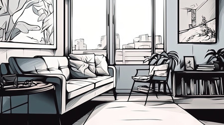 Scandinavian minimalist interior design. Fantasy concept , Illustration painting.
