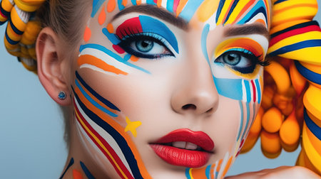 Creative artistic makeup look, face of the woman. Fantasy concept, Illustration painting. Digital art.の写真素材