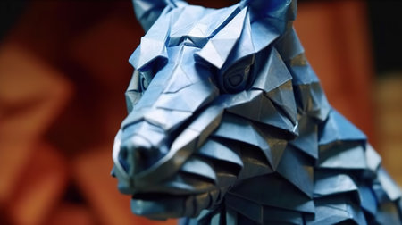 Origami paper folding. Fantasy concept, Illustration painting. Digital art.の写真素材