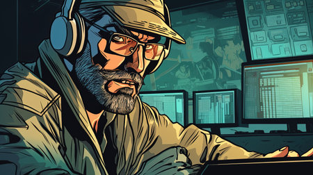 Cybersecurity training image. Fantasy concept, Illustration painting. Digital art.の写真素材