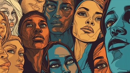 Racial discrimination and systemic racism. Fantasy concept, Illustration painting. Digital art.の写真素材