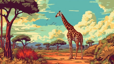 Wildlife safari in Africa. Fantasy concept, Illustration painting. Digital art.の写真素材