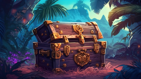 A mimic disguised as a treasure chest .の写真素材
