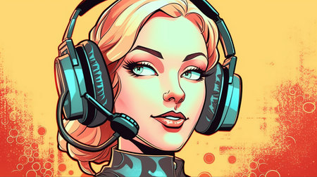 Cute Virtual assistant woman. Fantasy concept , Illustration painting.の写真素材