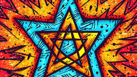 Abstract pentagram symbol with vibrant colors. Fantasy concept , Illustration painting.の写真素材
