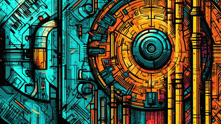 Abstract concept of cybersecurity . Fantasy concept , Illustration painting.の写真素材