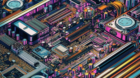 Microchips, High-performance computer equipment. Fantasy concept , Illustration painting.の写真素材