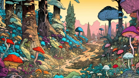 Whimsical fairy tale forests. Fantasy concept , Illustration painting.の写真素材