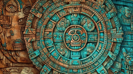 Mayan calendar and prophecies. Fantasy concept , Illustration painting.の写真素材