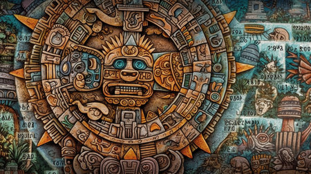 Mayan calendar and prophecies. Fantasy concept , Illustration painting.の写真素材