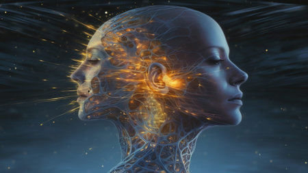 Split personality of a girl. Fantasy concept , Illustration painting.の写真素材