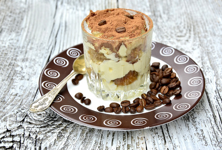 Tiramisu,traditional italian dessert on the rustic background.の写真素材