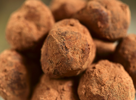 Close up of homemade chocolate truffles.Food background.の写真素材