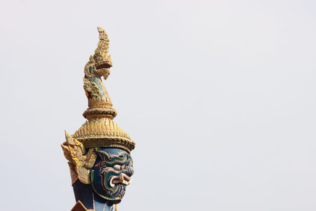 Head of giant demon, Wat Phra keao, Thailandの写真素材