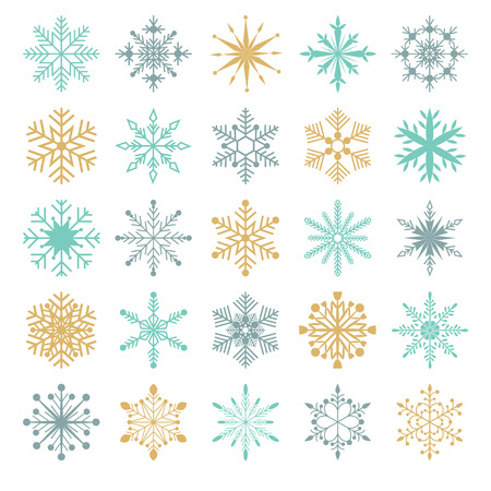 Snowflakes vector collection on a white backgroundのイラスト素材