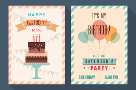 Vintage birthday card and invitation templateのイラスト素材