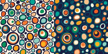 Seamless patterns set with colorful circlesのイラスト素材