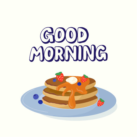 Breakfast time, Fruity French Toast, blueberry, strawberries, vector designのイラスト素材