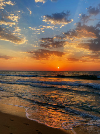 Sunrise on the beach of the Black Sea. Bulgaria 2023の写真素材