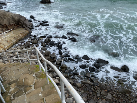 Rocky coast of the Black Sea. Sozopol Old Town. Bulgaria 05/01/2024の写真素材