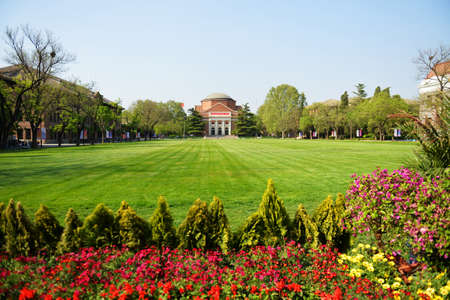 April 20, 2021, Beijingï¼ early architecture of Tsinghua University, Tsinghua Park.のeditorial素材