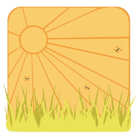 color background with grass, sun, のイラスト素材