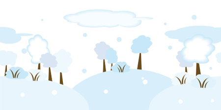 Seamless illustration of snowy landscapeのイラスト素材