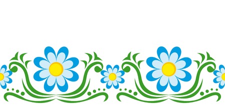 Seamless ornament with blue chamomilesのイラスト素材